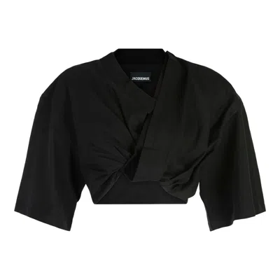 Jacquemus Caraco Cropped T-shirt In Black