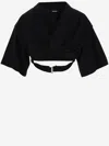 Jacquemus La Robe T-shirt Bahia Cotton Crop Top In Black