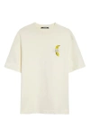Jacquemus Le T-shirt Banane White Crewneck T-shirt With Logo Detail On The Front In Cotton Man In Banana Patch Off-white