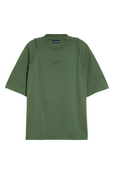 Jacquemus Camargu Logo-embroidered Organic Cotton-jersey T-shirt In Green