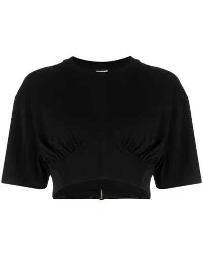 Jacquemus Le Caraco Cropped T-shirt In Nero