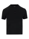 Jacquemus Black Fitted T-shirt With Logo Patch In Stretch Cotton Woman In Black