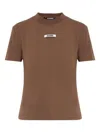 Jacquemus Crew Neck Box Cut Short Sleeve Top In Brown