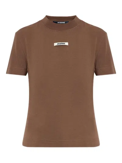 Jacquemus Le T-shirt Gros Grain Clothing In Brown