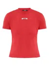 Jacquemus Crew Neck Short Sleeve Tops With Ribbed Detail In Red