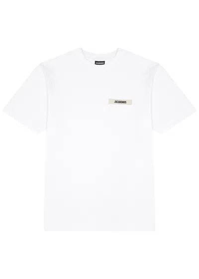 Jacquemus Le T-shirt Gros Grain White T-shirt With Logo Patch On The Front In Cotton Man
