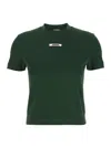 Jacquemus Gros Grain T-shirt With Distinctive Logo Detail In Green