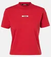 Jacquemus Crew Neck Short Sleeve Tops With Ribbed Detail In Red