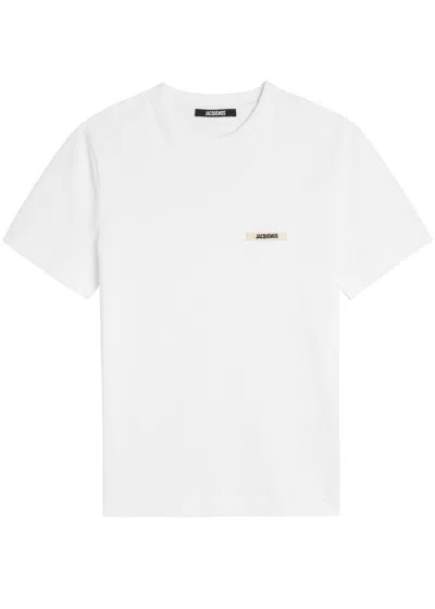 Jacquemus Le T-shirt Gros Grain Logo Cotton T-shirt In White