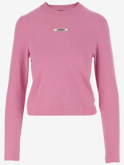 Jacquemus Le T-shirt Gros Grain Manches Longues In Pink