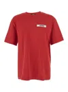 Jacquemus Le T-shirt Gros Grain Red T-shirt With Logo Patch On The Front In Cotton Man In Red