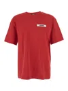 Jacquemus Le T-shirt Gros Grain Red T-shirt With Logo Patch On The Front In Cotton Man