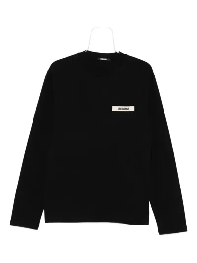 Jacquemus T-shirt Gros Grain A Maniche Lunghe In Black