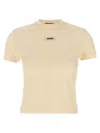 Jacquemus Gros Grain Crew Neck Cotton Blend Top In Neutral