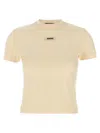 Jacquemus Gros Grain Crew Neck Cotton Blend Top In Neutral