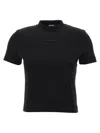 Jacquemus Black Fitted T-shirt With Logo Patch In Stretch Cotton Woman