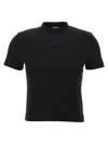 Jacquemus Black Fitted T-shirt With Logo Patch In Stretch Cotton Woman In Black
