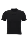 Jacquemus The Crewneck T-shirt With Gros Grain Logo Detail In Black