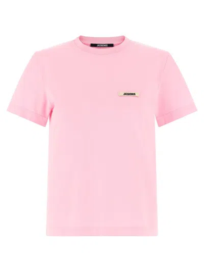Jacquemus Gros Grain Signature Short Sleeve Crewneck T-shirt In Pink