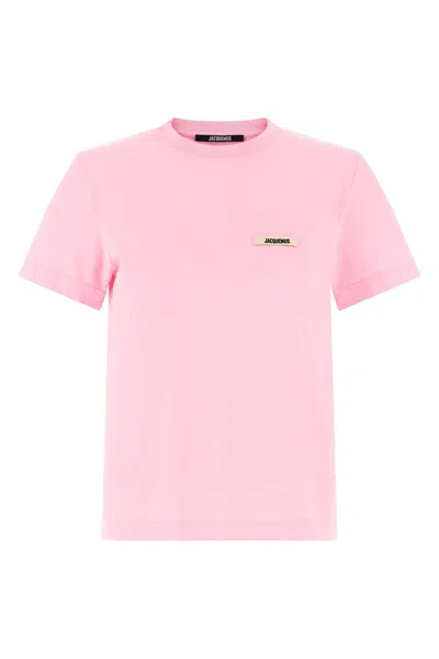 Jacquemus Gros Grain Signature Short Sleeve Crewneck T-shirt In Pink
