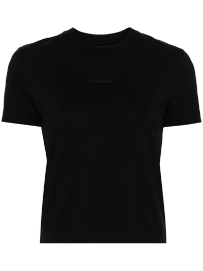Jacquemus 'le T-shirt Gros Grain' Black Crewneck T-shirt With Logo Patch On The Front