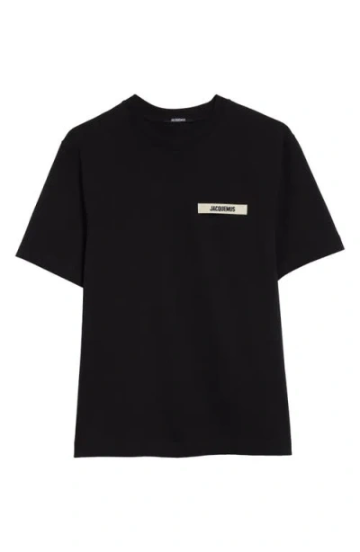 Jacquemus Le T-shirt Grosgrain Cotton Logo T-shirt In Black