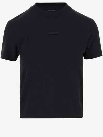 Jacquemus Grosgrain-trimmed Stretch-cotton T-shirt In Black
