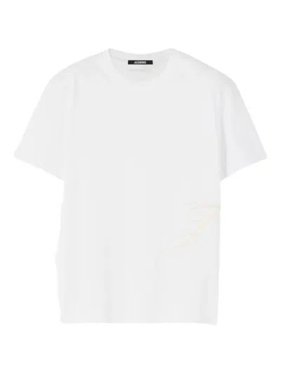 Jacquemus J Embroidered Crew Neck T-shirt In White