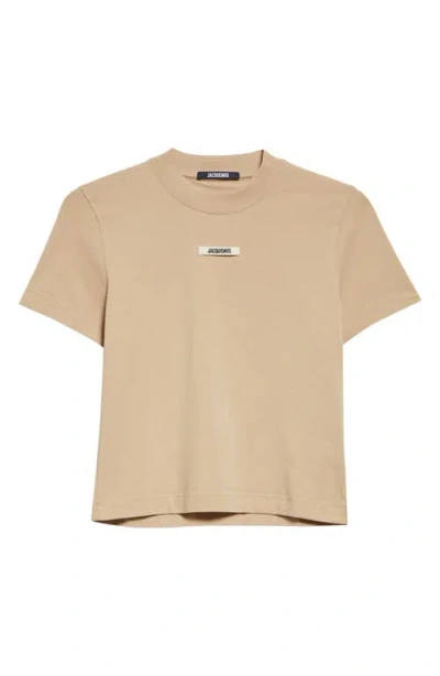 Jacquemus Le T-shirt Logo Embroidered Grosgrain T-shirt In Beige