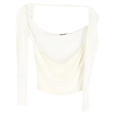 Jacquemus Le T-shirt Lucciu Stretch Woven Top In White Lyocell