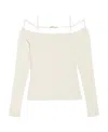 Jacquemus Sierra White Long-sleeve Top With Logo Detail In Jersey Woman In White