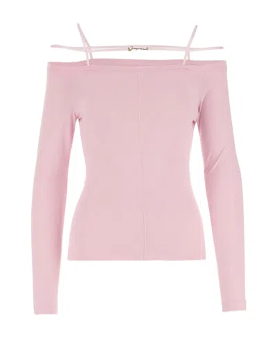 Jacquemus Le T-shirt Sierra Off-shoulder Top In Pink