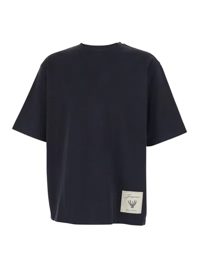 Jacquemus Le T-shirt Torneo Blue Crewneck T-shirt With Logo Patch On The Front And Logo Lettering On The Rear 