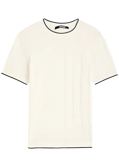 Jacquemus Le T-shirt Tricot Cotton T-shirt In Off White