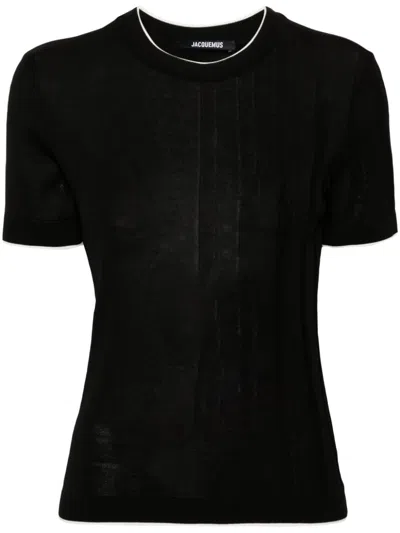 Jacquemus Le T-shirt Tricot Knitted Top In Black