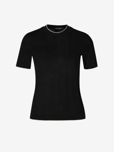 Jacquemus Le T-shirt Tricot Cotton T-shirt In Black