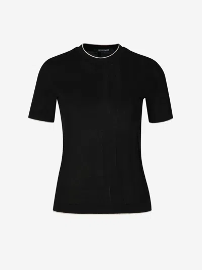 Jacquemus Le T-shirt Tricot Cotton T-shirt In Black