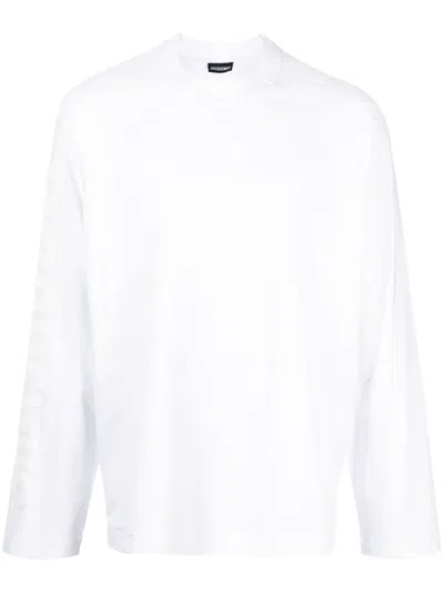 Jacquemus Le T-shirt Typo Long-sleeve Cotton T-shirt In White