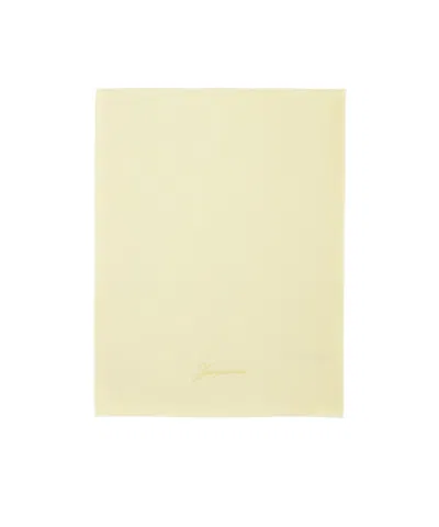 Jacquemus Le Tailleur Logo Embroidered Scarf In Yellow