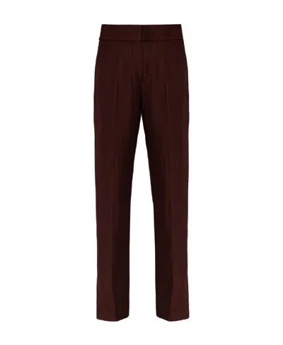 Jacquemus Le Tibau Side-slit Trousers In Brown