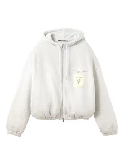 Jacquemus Le Torneo Zip-up Hoodie In White