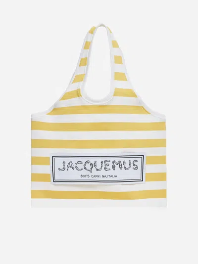 Jacquemus Le Tote Marcel Striped Knit Bag In Multyellow