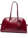 Jacquemus Turismo Bordeaux Shoulder Bag With Double Handles And Logo Lettering On The Front In Leath