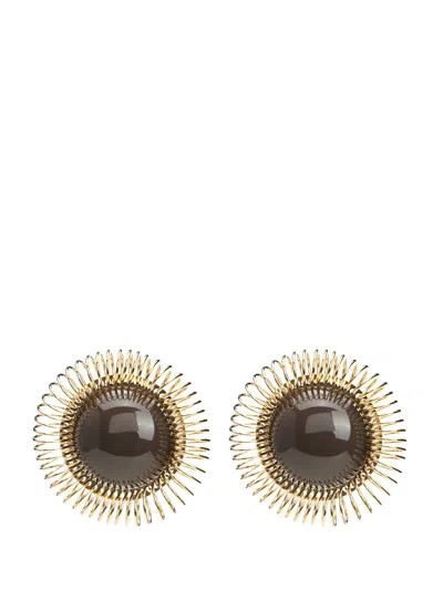Jacquemus Sunflower Earrings With Gold-tone Finish In Grey