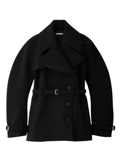 Jacquemus Le Trench Ovalo Court Short Trench Coat In Black