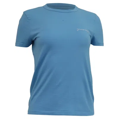 Pre-owned Jacquemus Le T-shirt Brode Logo-embroidered T-shirt In Light Blue Cotton