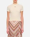 Jacquemus Gros Grain Crew Neck Cotton Blend Top In Neutral