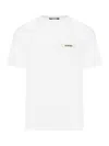 Jacquemus 'le T-shirt Gros Grain' White T-shirt With Logo Patch On The Front