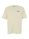 Jacquemus 'le T-shirt Gros Grain' Beige T-shirt With Logo Patch On The Front In Neutral