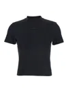 Jacquemus Black Fitted T-shirt With Logo Patch In Stretch Cotton Woman In Black